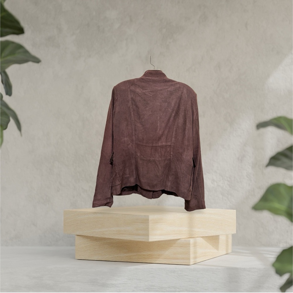 Venessa Skirt Set with Long Sleeves and Stand Collar Women's Size M Dark Brown - Picture 4 of 15